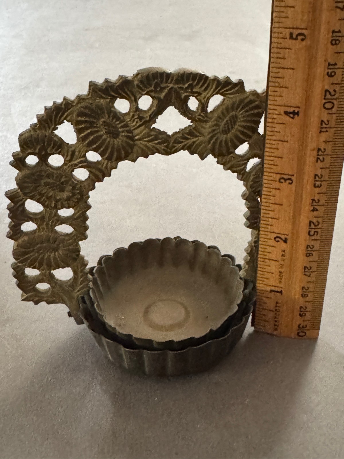 BUDDHIST BRASS METAL FLOWER ARCH ALTAR FITTING INCENSE BURNER LANTERN BUTSUGU