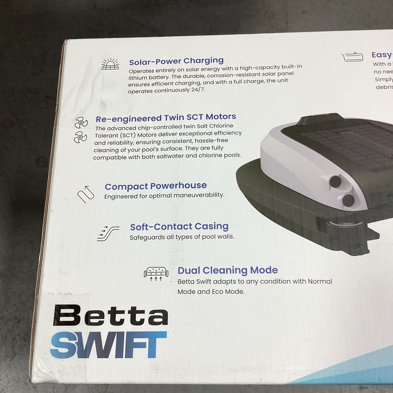 Betta SWIFT Solar-Powered Cordless Robotic Pool Cleaner w/ Large Basket