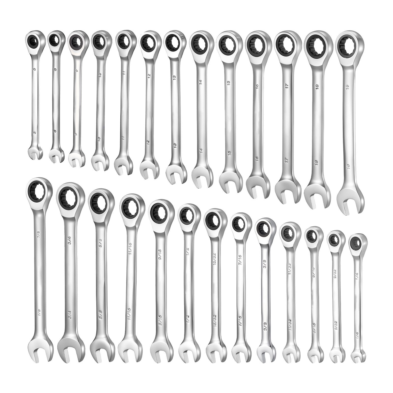 Uimoso 26-Piece Ratcheting Wrench Set for SAE and Metric Repairs