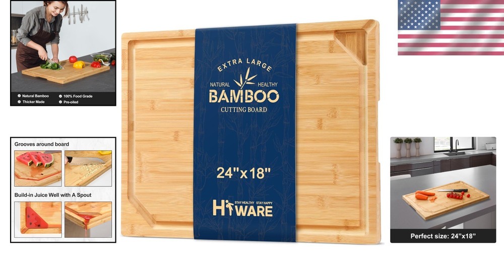24 x 18 Extra Large Bamboo Serving Boards for Kitc