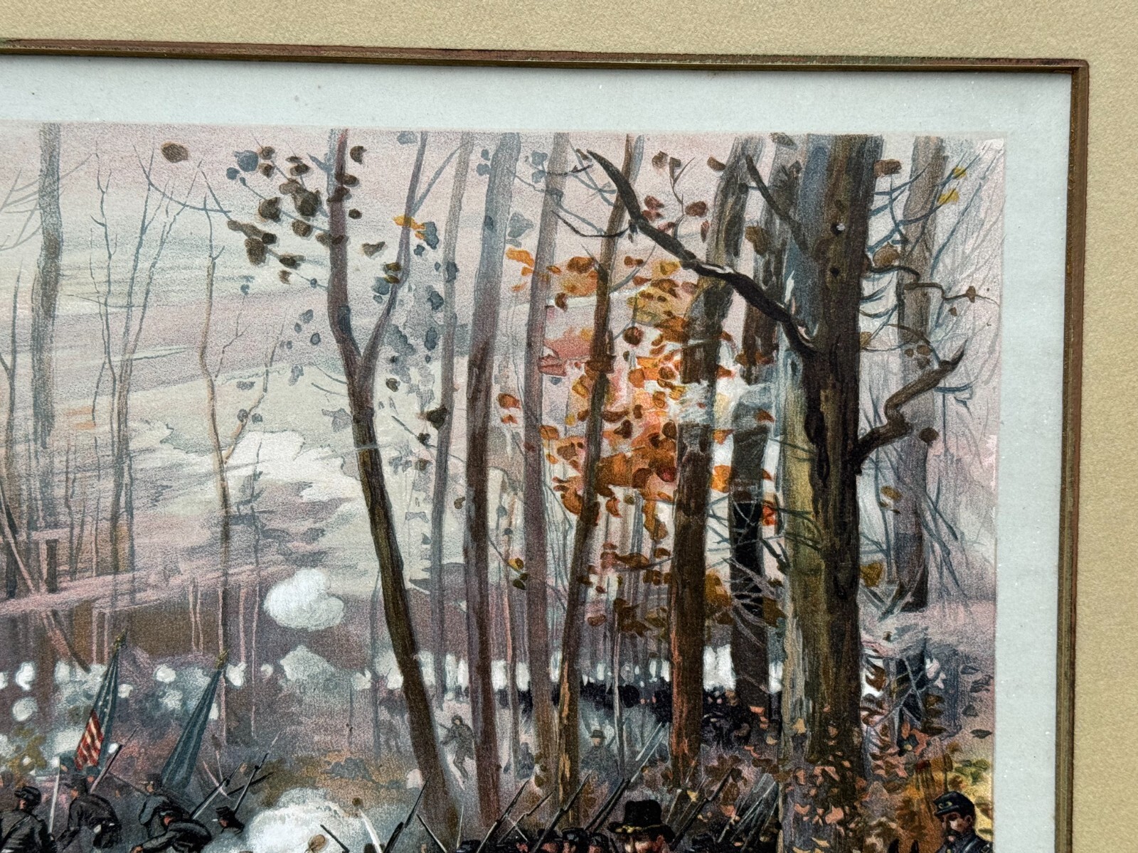 BATTLE OF SHILOH PITTSBURG ORIGINAL CIVIL WAR LITHOGRAPH L. PRANG 1888 BOSTON