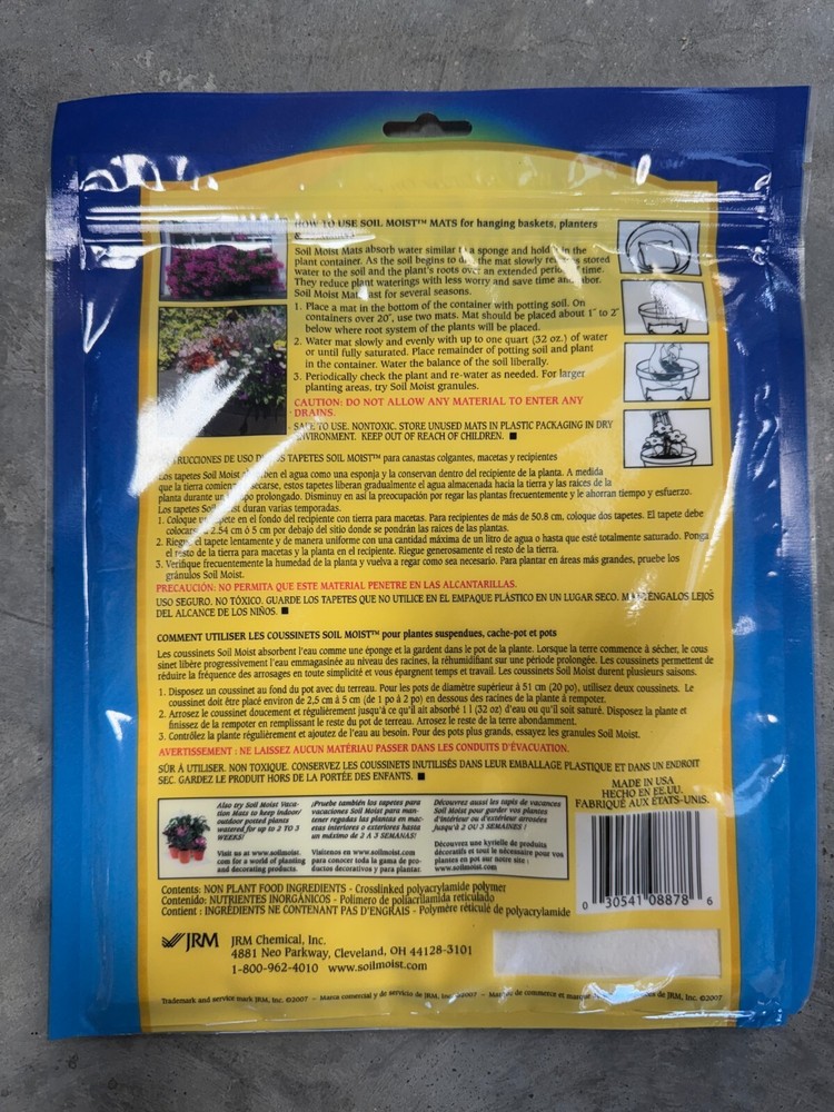 Soil Moist Mats for hanging baskets, planters, & containers - 6pc