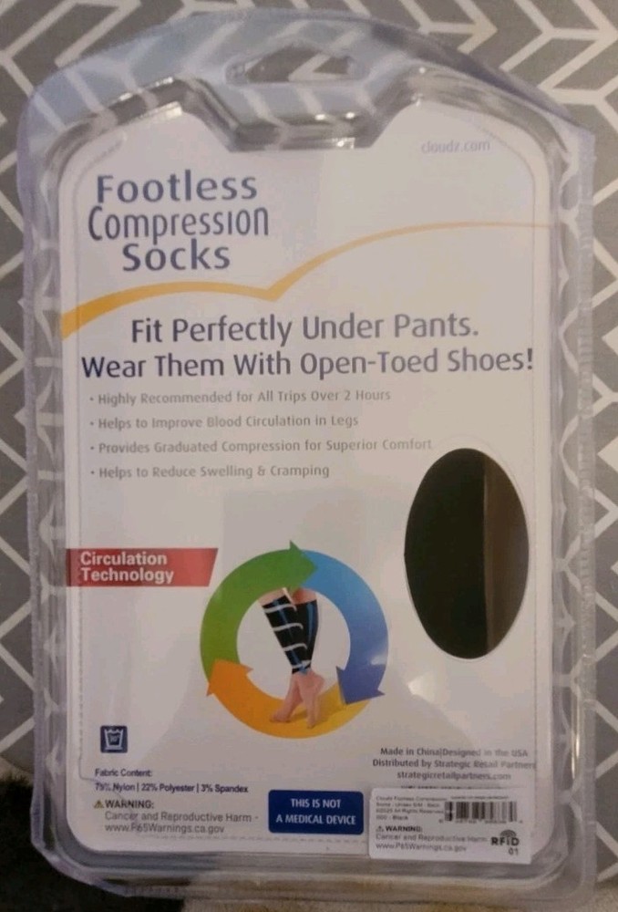 Cloudz Footless Compression Socks Circulation Technology Unisex Small/Medium NEW