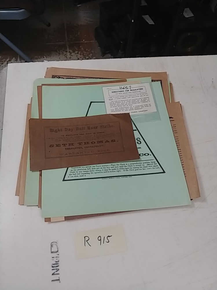 Restoration Replacement Paper Clock Labels & CLOCK DIRECTIONS