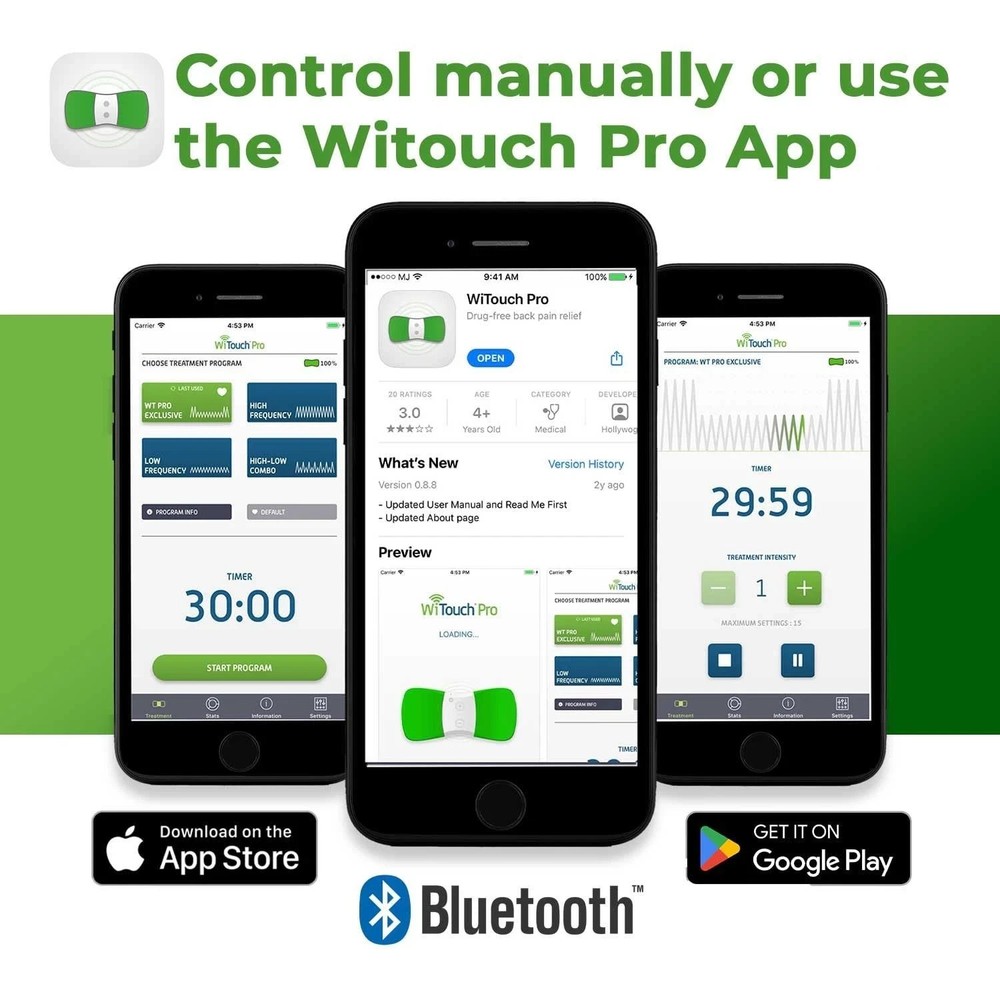 WiTouch Pro Bluetooth TENS Unit – Wireless Lower Back Pain Relief Device |