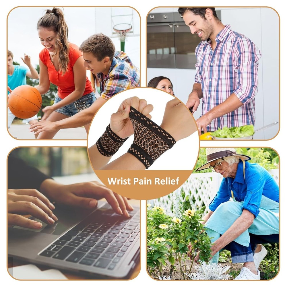 Copper Wrist Compression Sleeve, Brace Support Wrap M