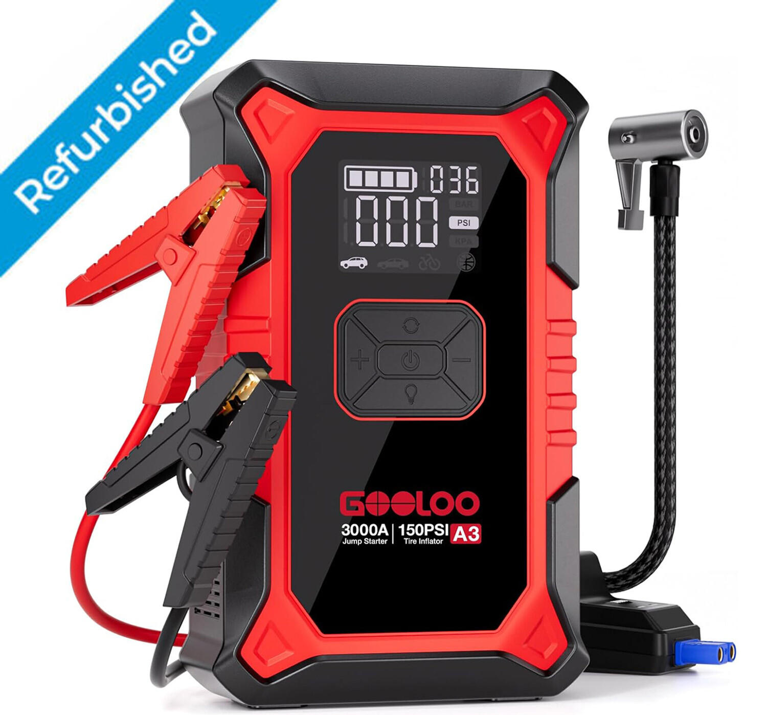 GOOLOO A3 Jump Starter with Air Compressor 3000A Portable Car Battery Booster