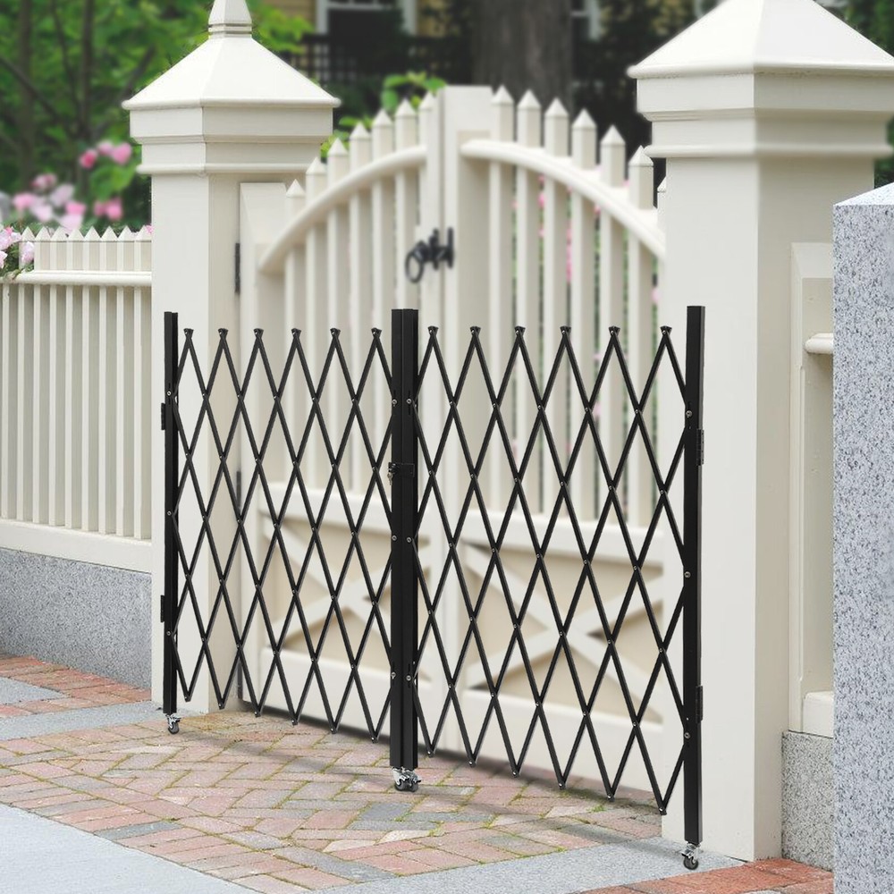 Double Folding Security Gate Rolling Folding Door Gate Expandable Scissor Gate