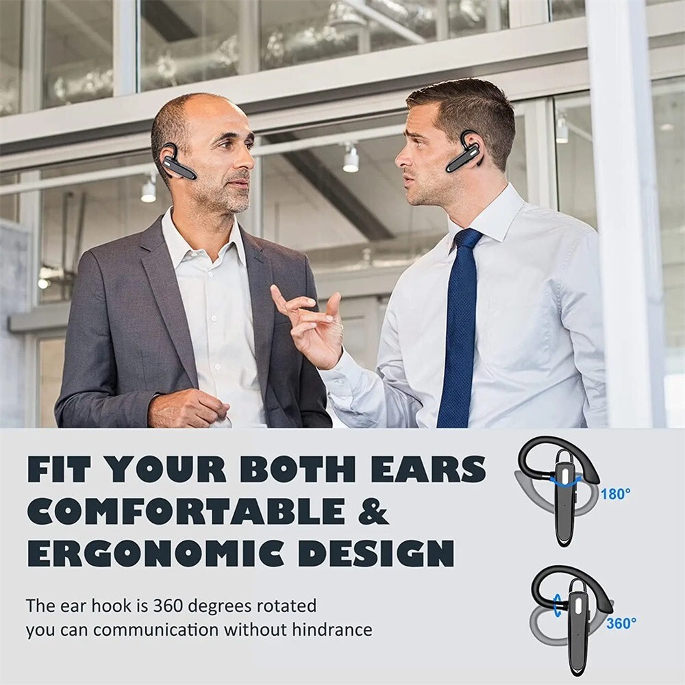 Wireless Bluetooth Headset Rechargeable With Voice Command Noise Cancelling Mic