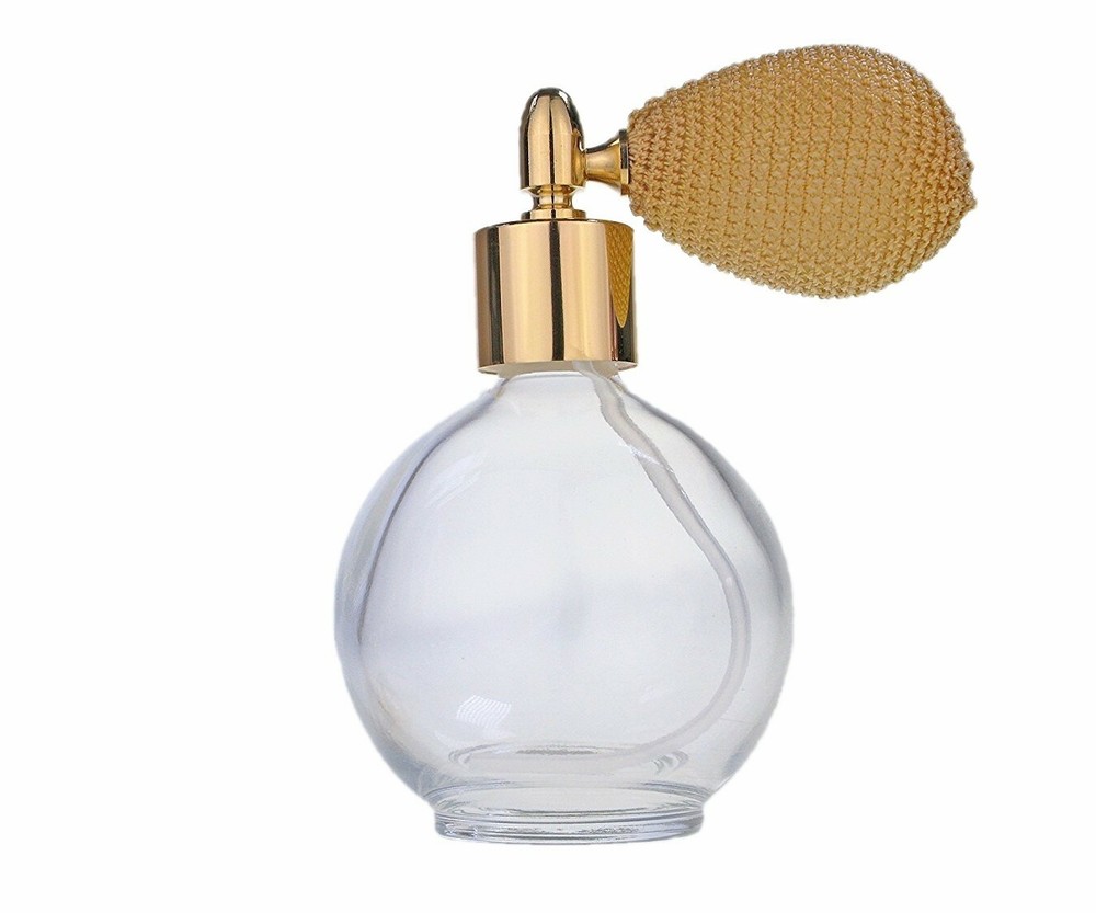 78ml Round Perfume Bottle Atomizer Gold Bulb Pump, Funnel & Gift Box (GF)