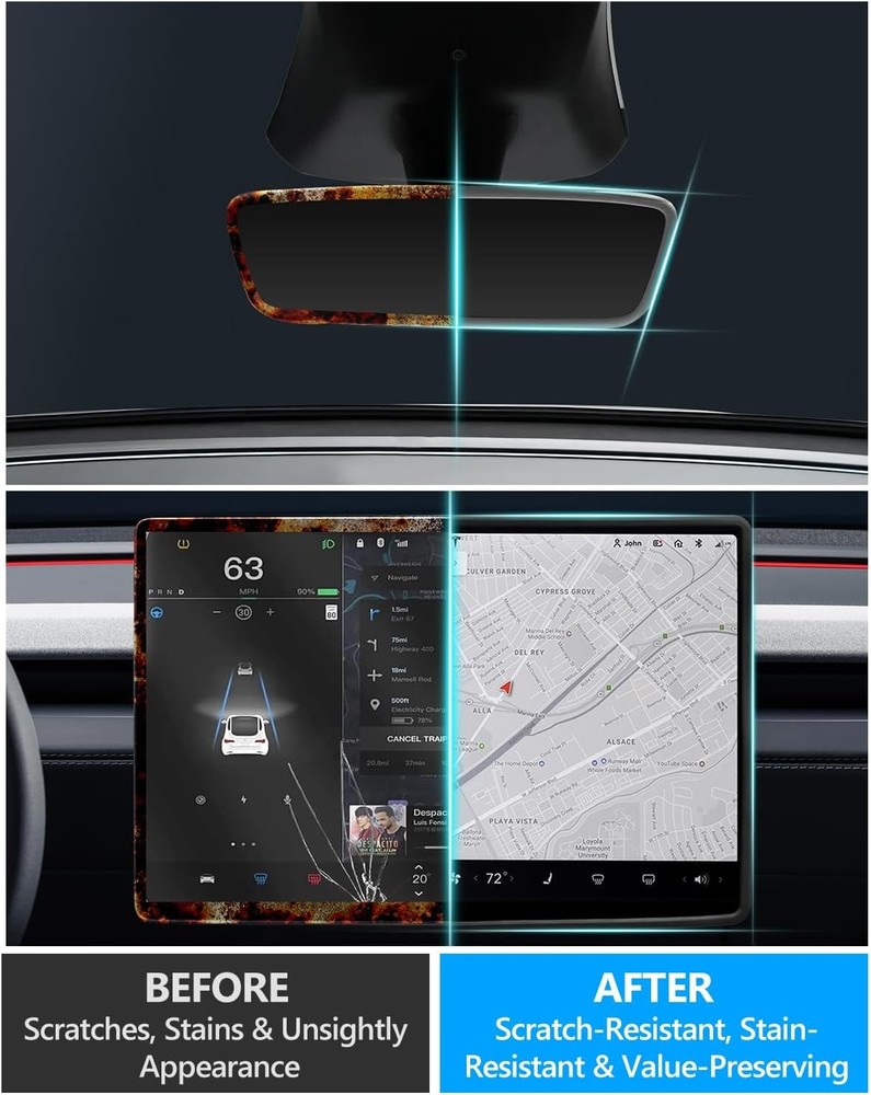 2PCS Protector Trim Frame Compatible with Tesla Model 3 Y 2020-2024 2026 Screen