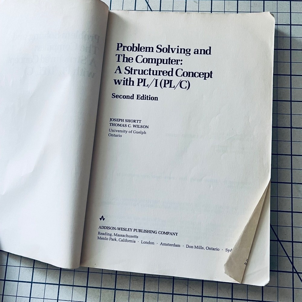 Problem Solving & The Computer PL/I (PL/C) Short Wilson 1979 Vintage Computing