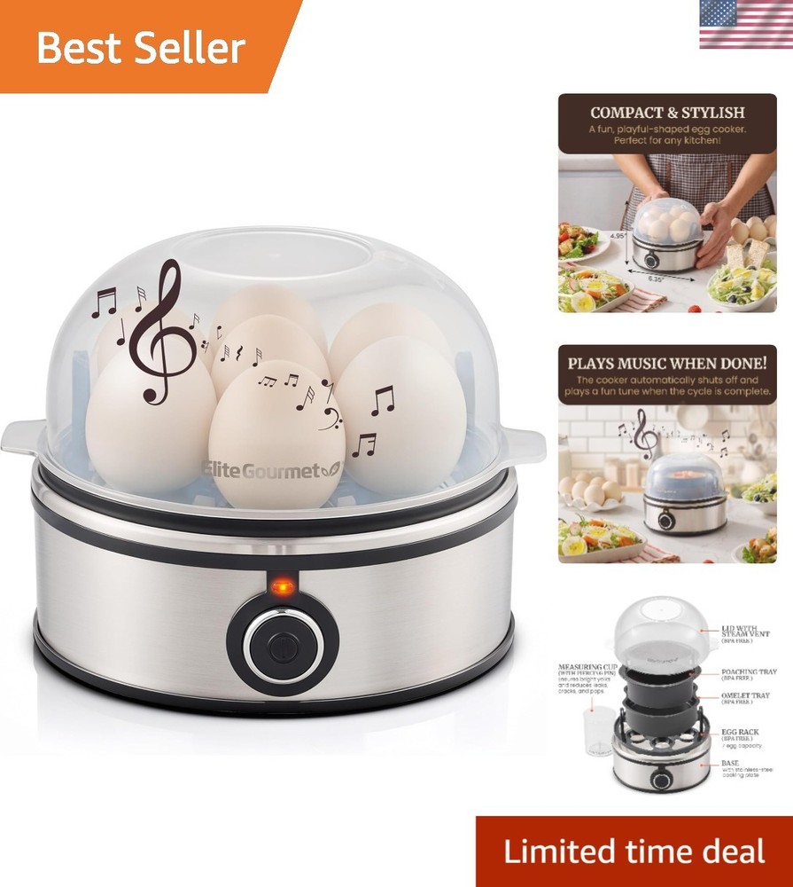 Versatile 7-Egg Easy Egg Cooker - Auto Shut-Off and Melody Feature Included