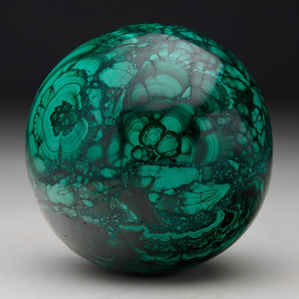 Hand-Polished Solid 3" Diameter Malachite Sphere