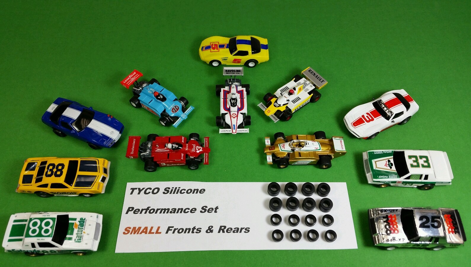 ☆16 SILICONE TIRES☆ For TYCO 440x2~440 SMALL Front & Rear hop up slot car parts