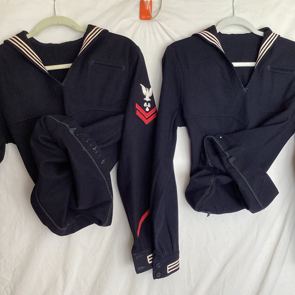 2 USN Navy Wool Cracker Jacker Uniforms 1st Class Engineering Aide & Machinists