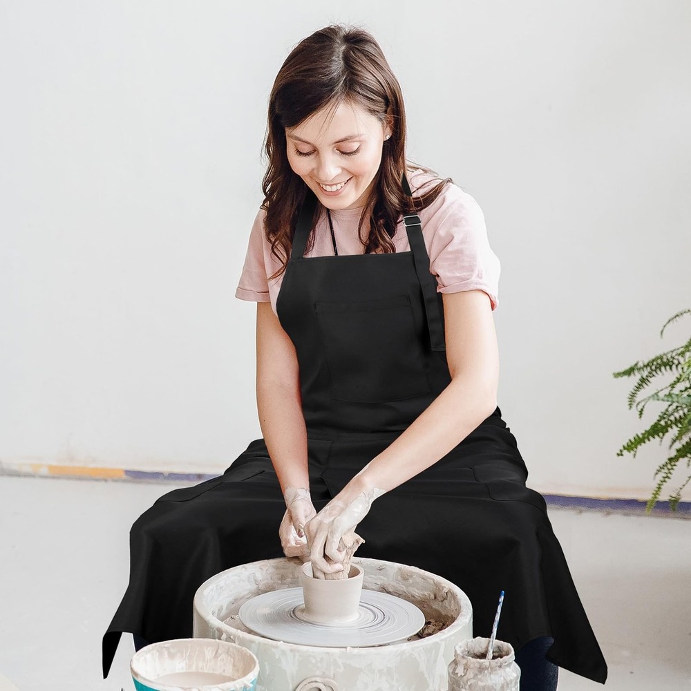 Pottery Split Leg Apron, Split Apron with Adjustable Straps, Ceramics Apron S...