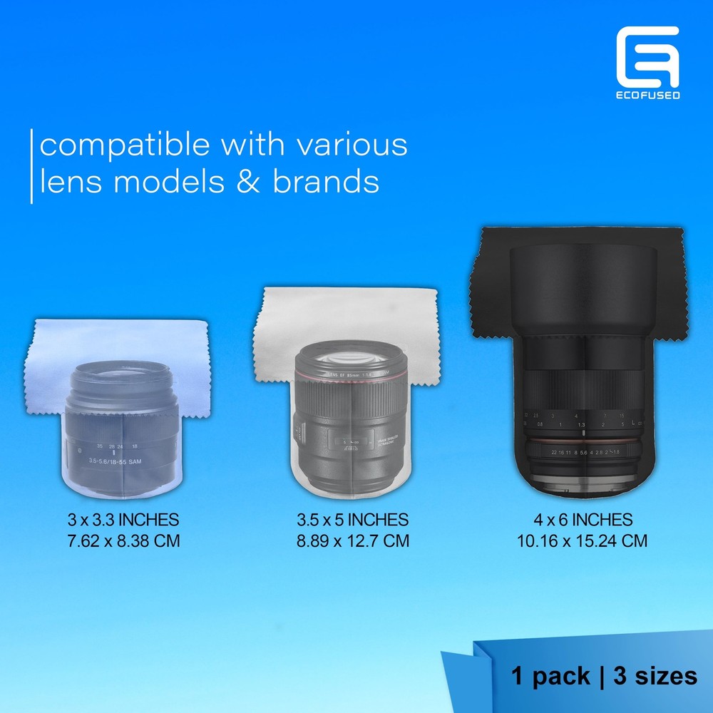 Eco-Fused Camera Lens Pouches - Microfiber Small, Medium, Large, Multicolor