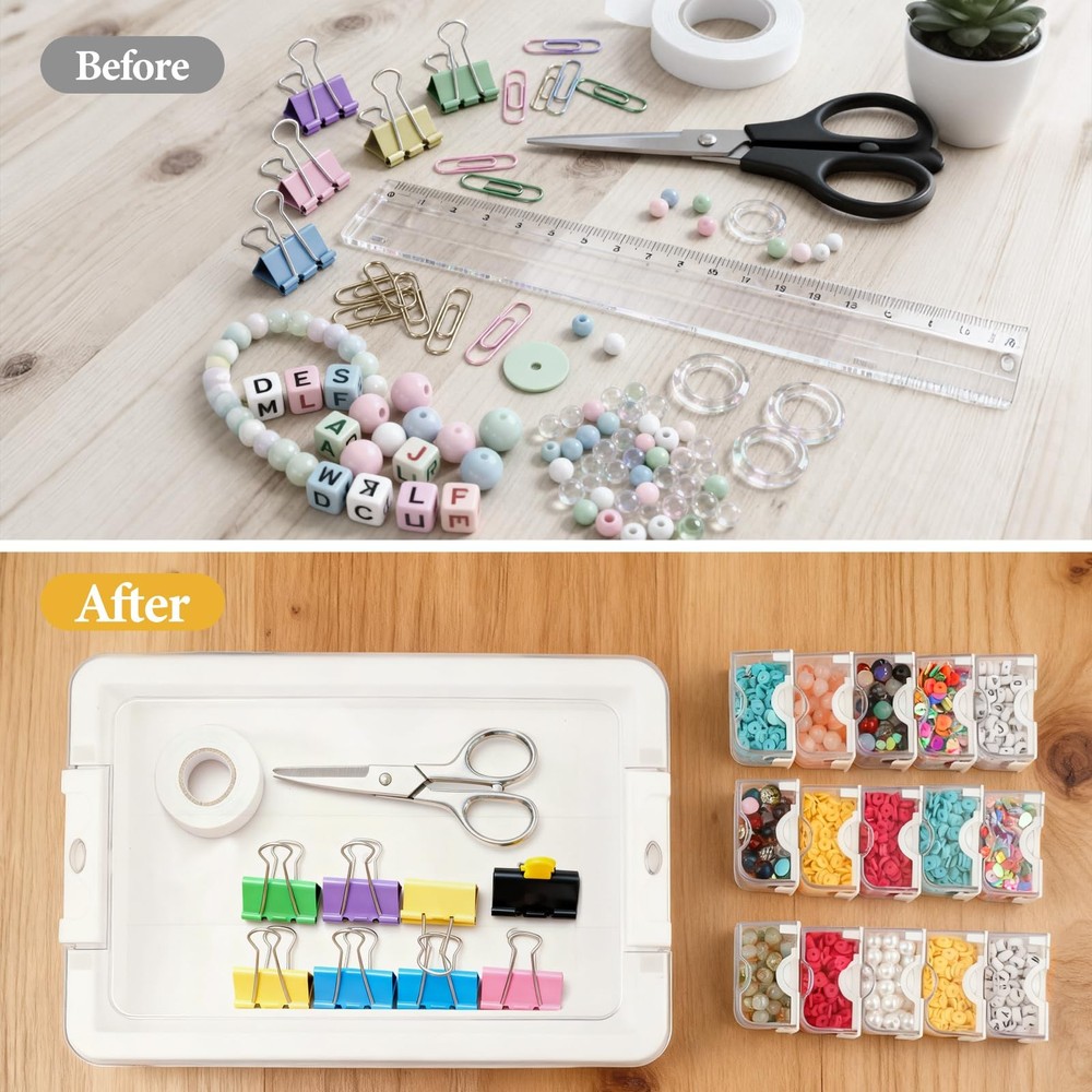 Bead Storage Grids Rectangle Storage Case Container Transparent, 24 Grids