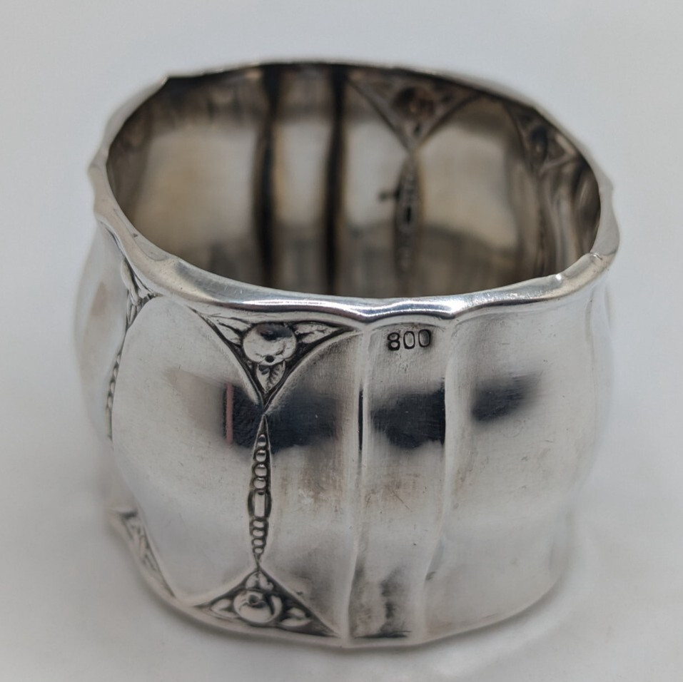 Antique German 800 Silver Napkin Ring "C St" initials engraving