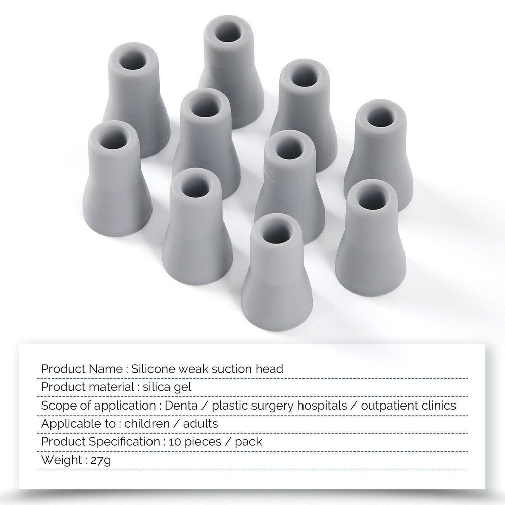 10 Pcs Dental Saliva Ejector Weak Suction Rubber Snap Tip Adapter Replacement