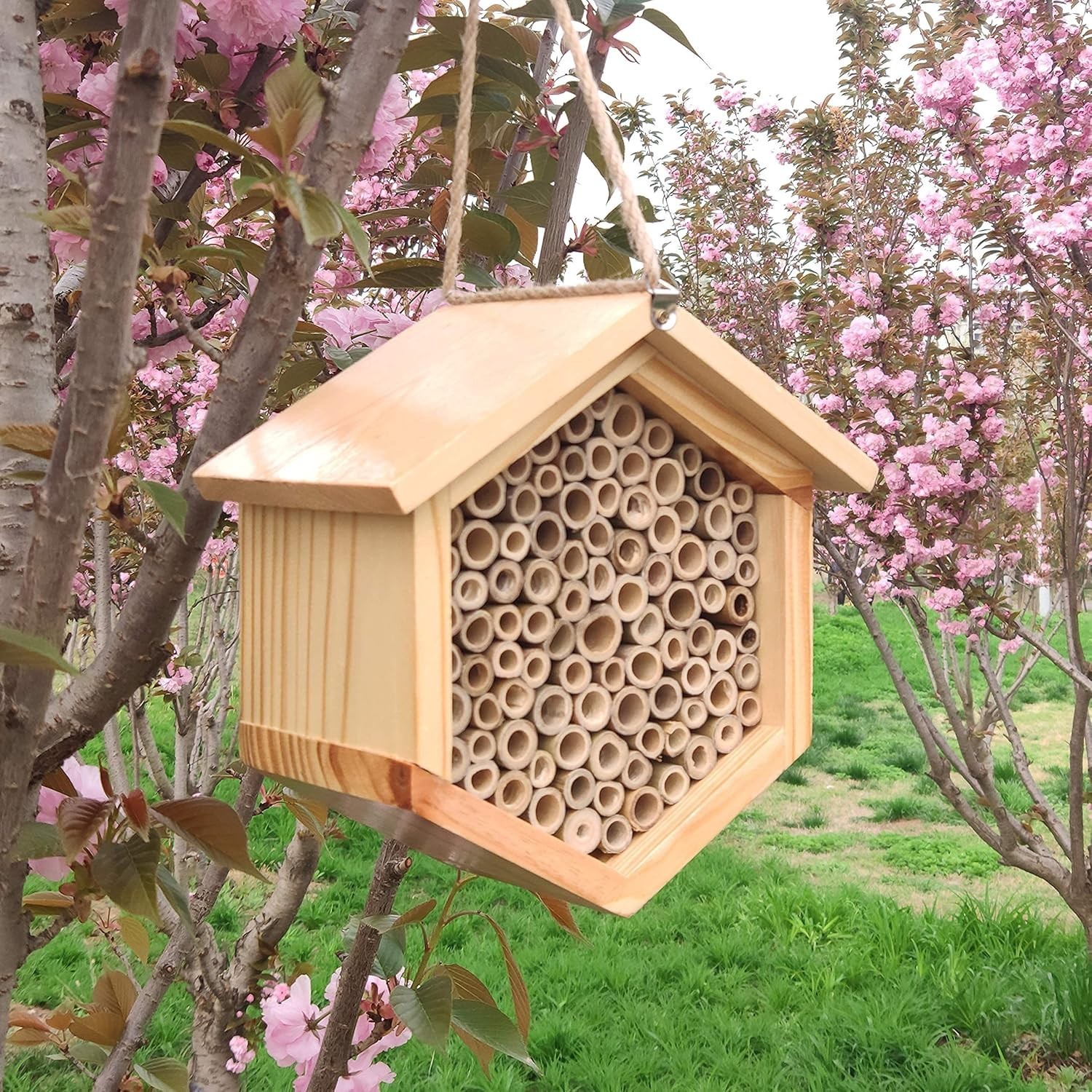 Sturdy Handmade Bee Hotel - Attract Butterflies & Enhance Your Garden's Beauty