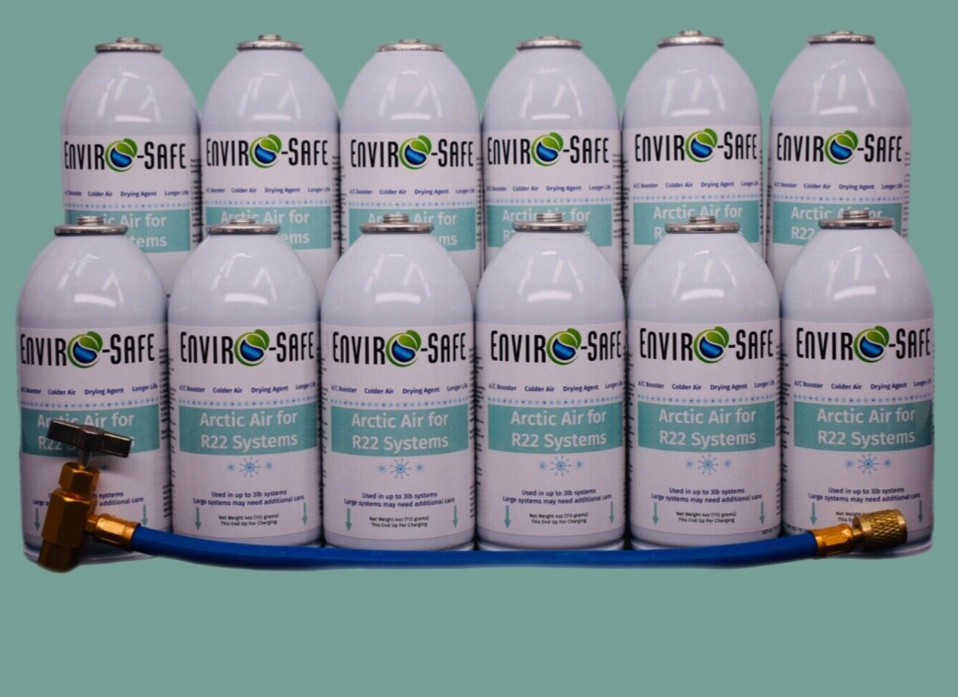 Arctic Air for R22 | 12 Cans + Charging Hose | EnviroSafe | Get Colder Air!