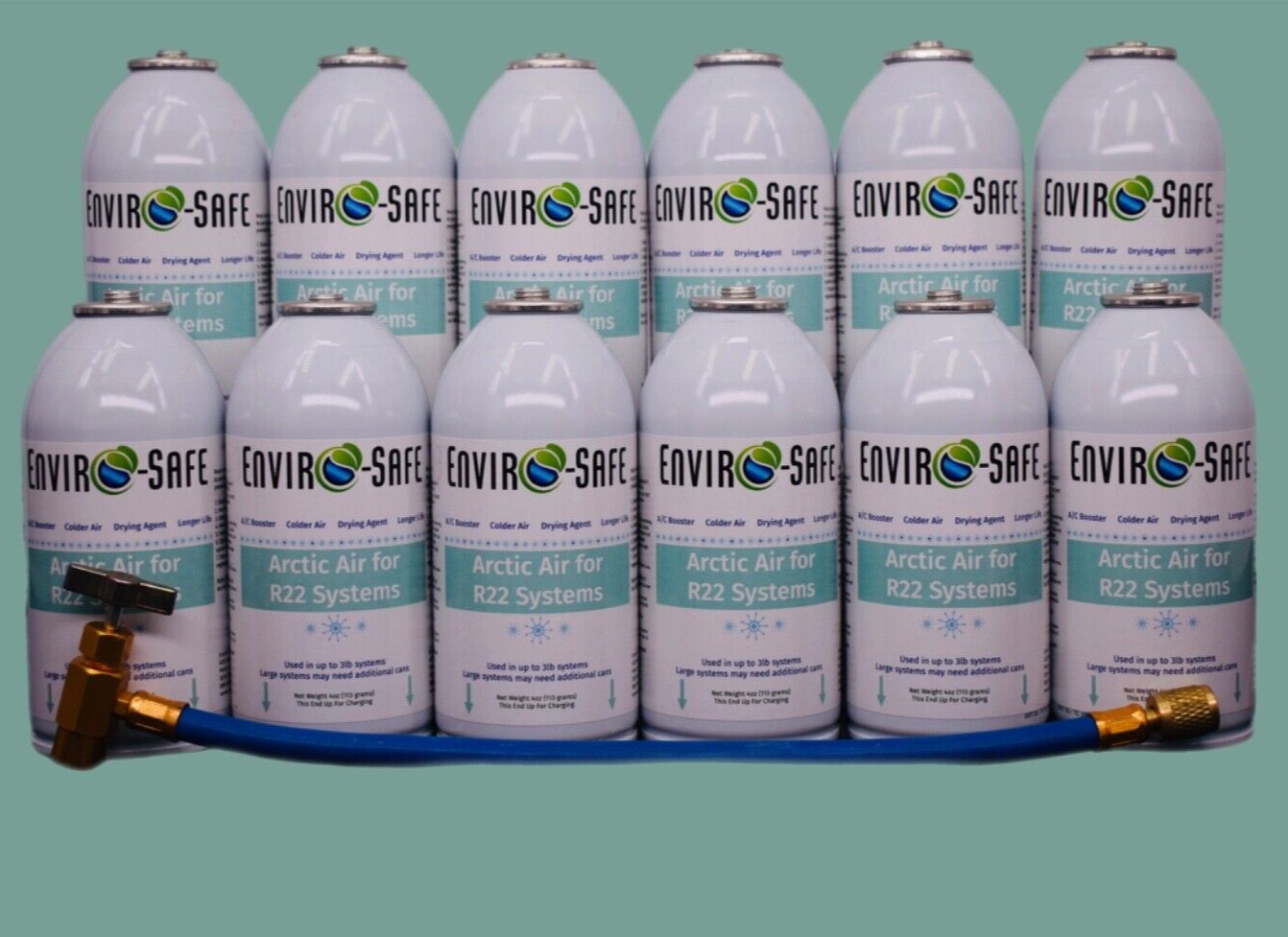 Arctic Air for R22 | 12 Cans + Charging Hose | EnviroSafe | Get Colder Air!