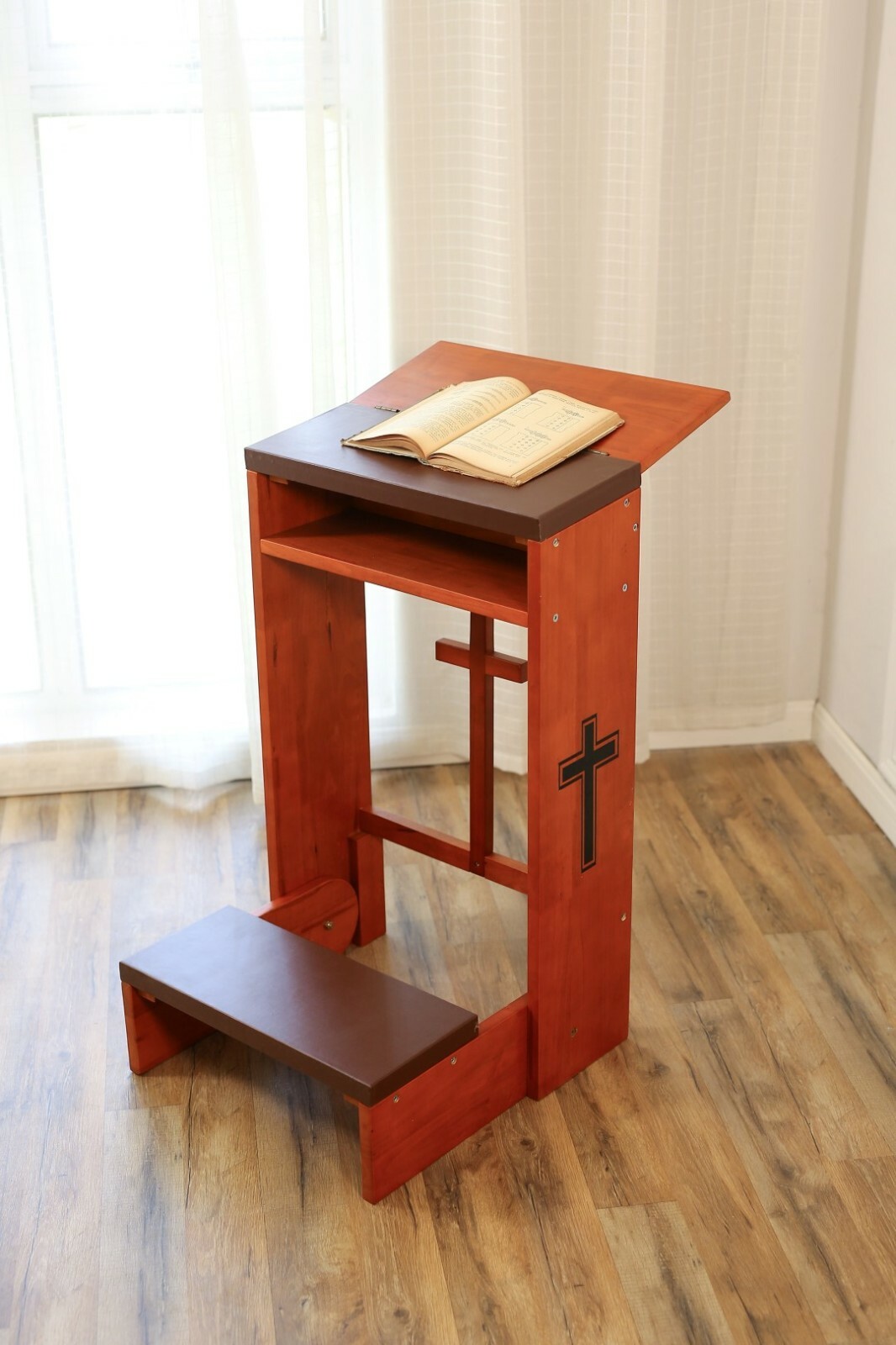 prayer bench stool table chair Padded Kneeler Shelf folding wooden church new