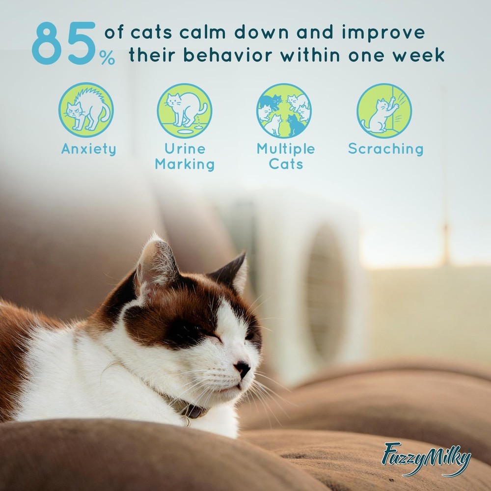 FuzzyMilky Cat Pheromone Calming Diffuser Gel, Unplugged Cordless Cat Calming...
