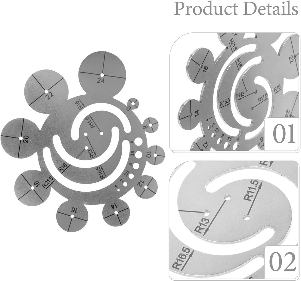 Leather Cutting Circle Template Round Ruler Precision Radius Tool for Sewing Cra