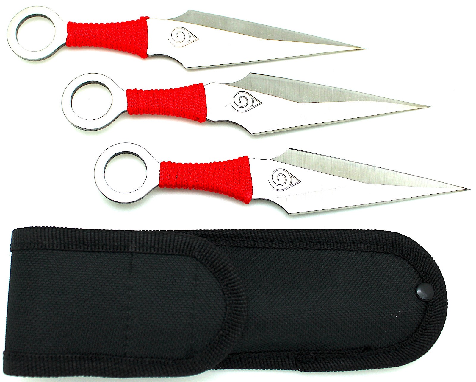6 1/2" NEW 3 Pc AEROBLADES Silver Red Cord KUNAI THROWING KNIVES Throw Knife Set