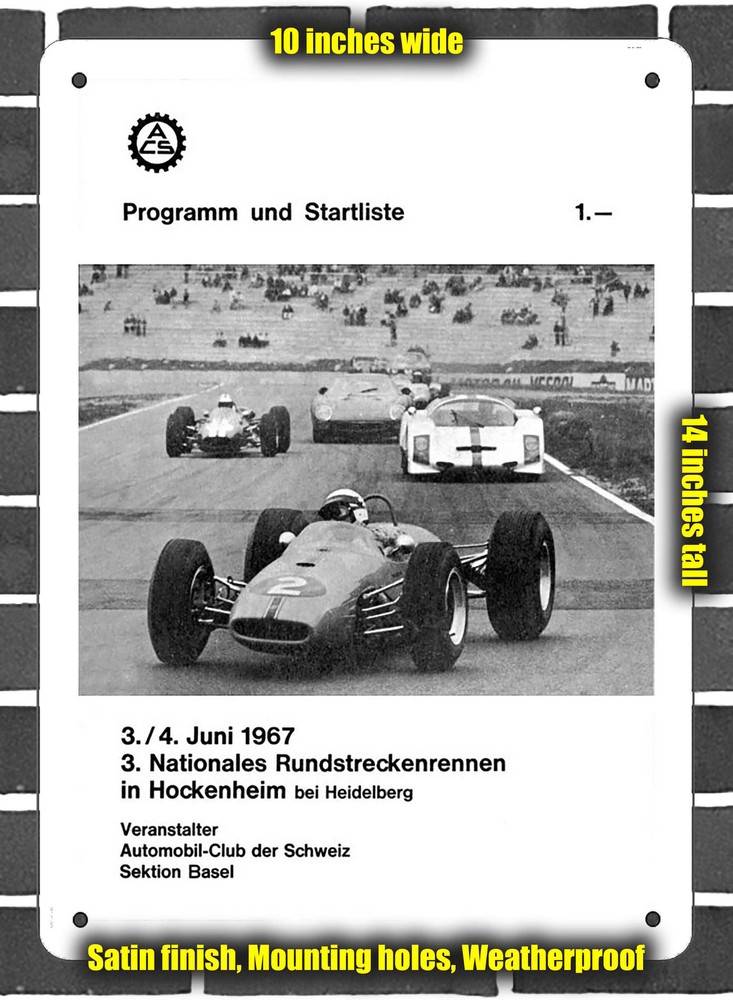 Metal Sign - 1967 Hockenheimring Racing Program - 10x14 inches