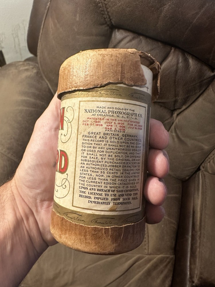 Edison 1904 EMPTY Cylinder record Tube.