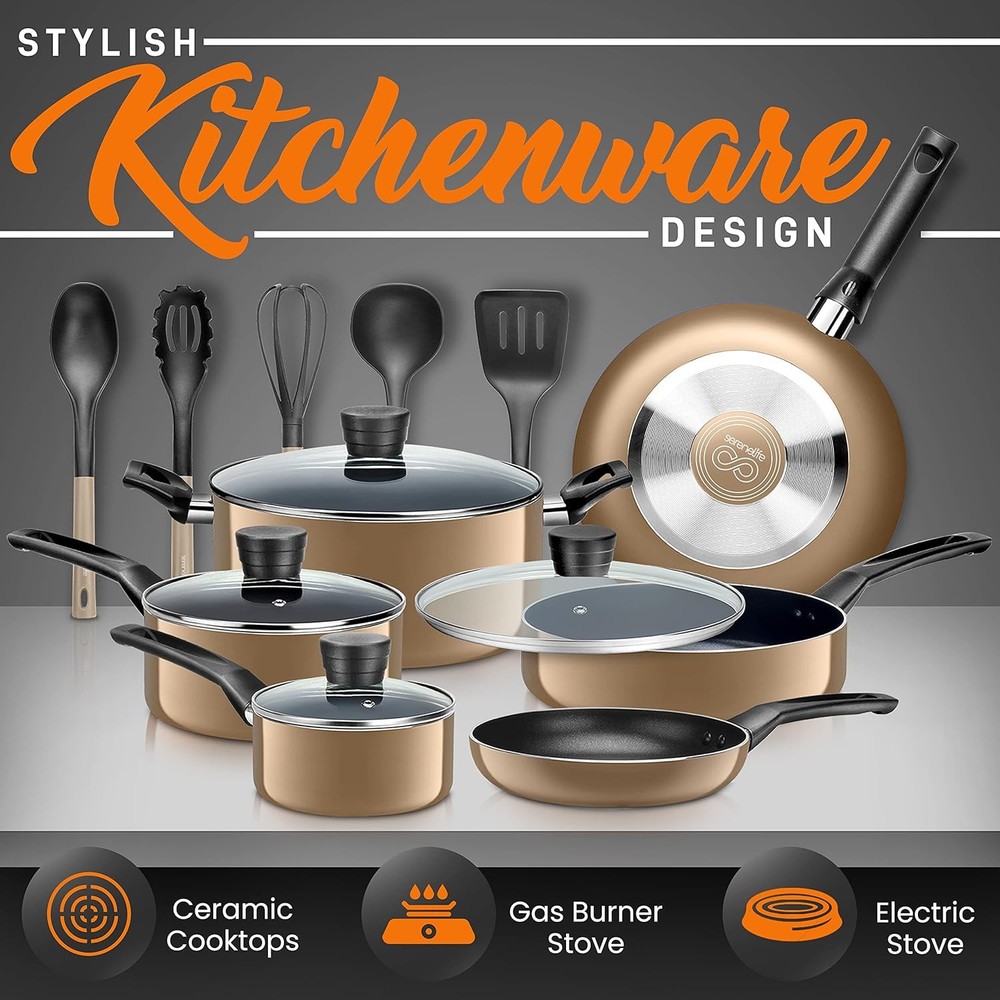 Kitchen Pots & Pans Basic Cookware Black Non-Stick Coating Inside