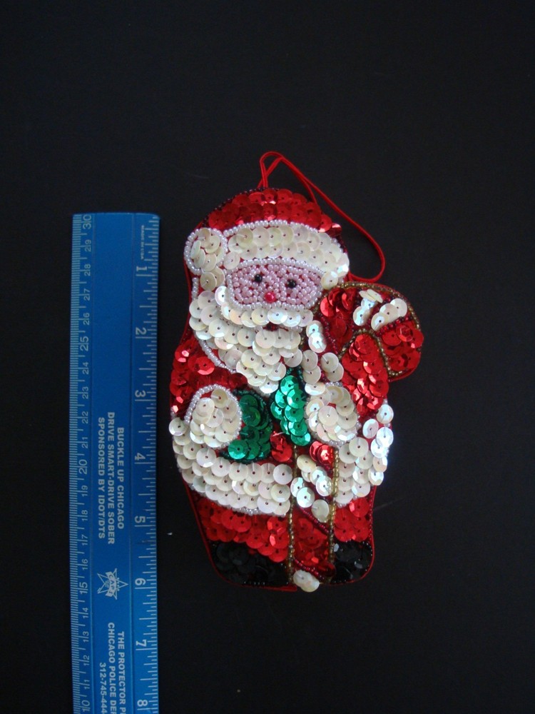 Lot of 2 Sequin Santa Gift Boxes