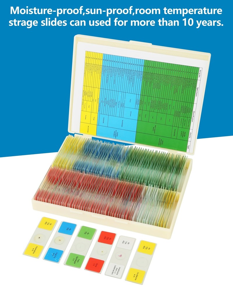 120 Microscope Slides with Specimens Set, Lab-Grade Prepared Microscope Slide...