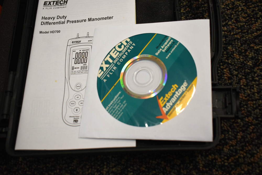 Extech HD700 Differential Pressure Manometer In Hard Case. Mint Condition!