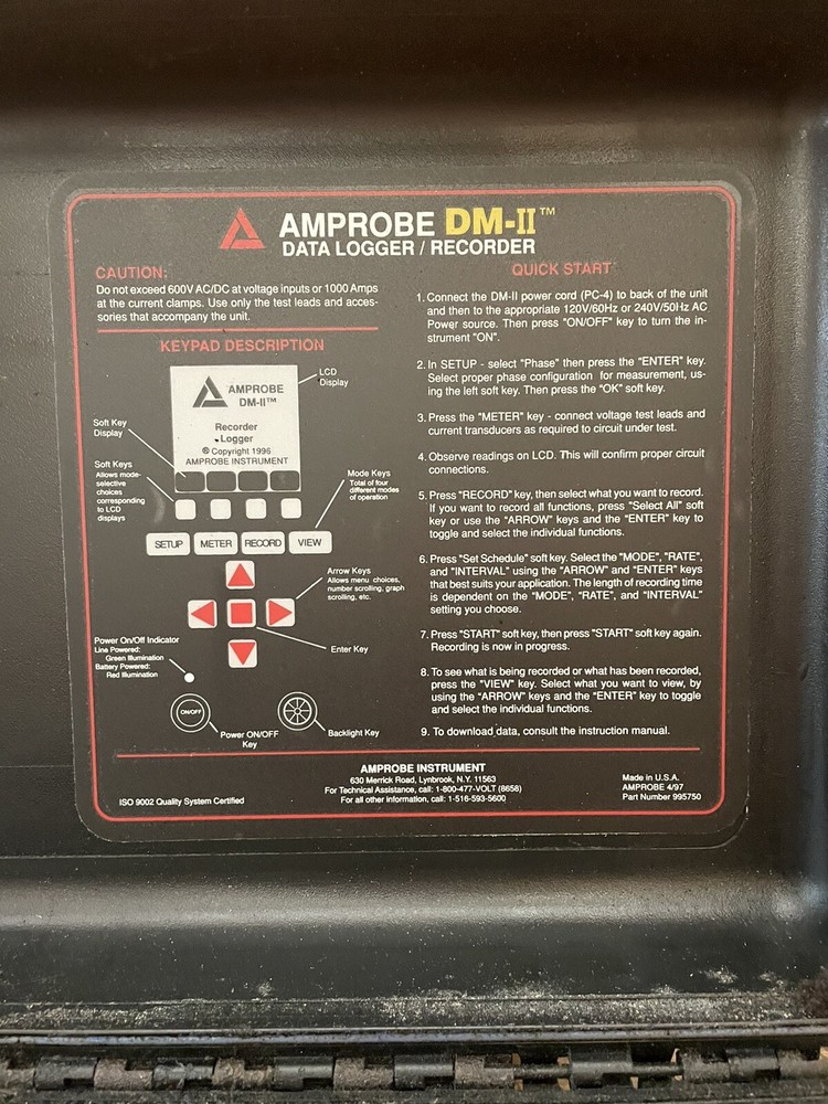 AMPROBE DM-II PRO Data Logger Recorder Ammeter / Voltmeter Amp Power Meter