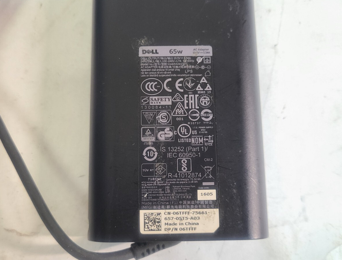 Mixed Lot of 10 Dell 65w LA65NM130 HA65NM130 Slim AC Adapters