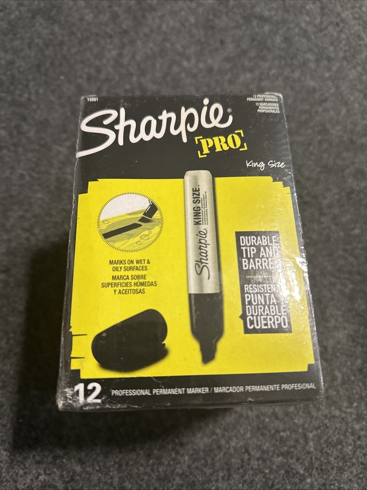New Sealed Sharpie Chisel Tip Pro Permanent Markers, King Size Black, 24-Count