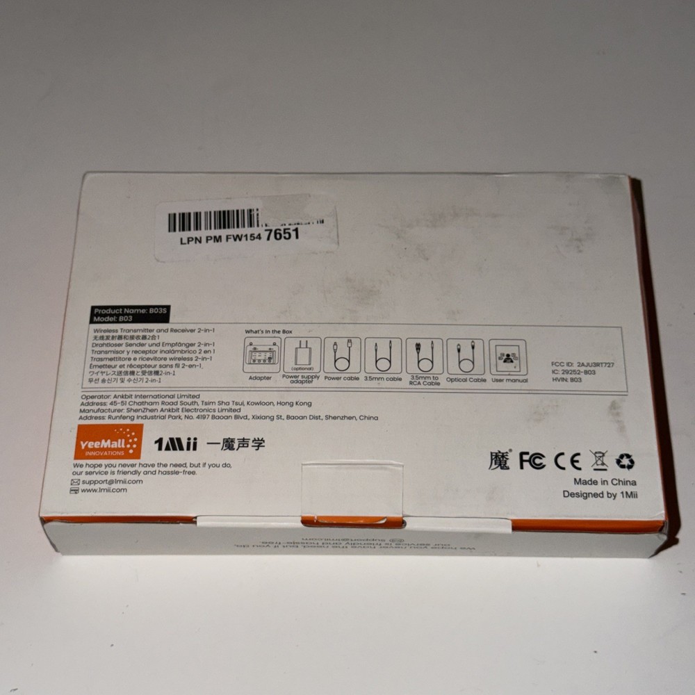 1Mii B03S Bluetooth 5.3 Transmitter/Receiver for TV, PC, Old Stereo, Etc