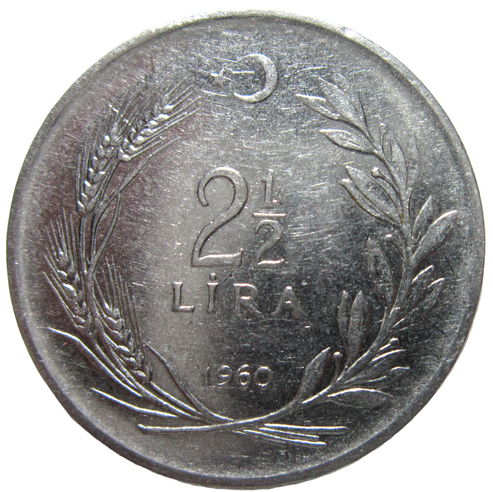 TURKEY. 2-1/2 LIRA, 1960.