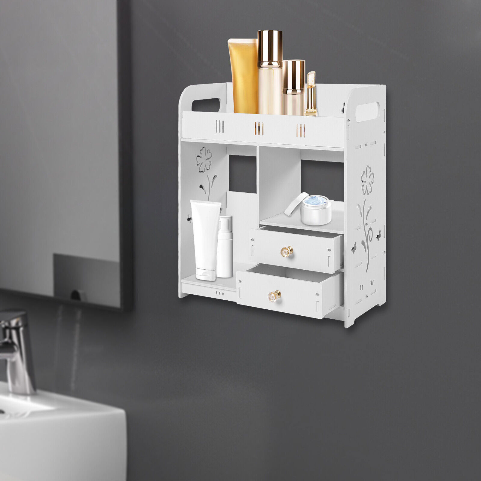 Bathroom Cabinet Wall Mount Medicine Cabinet Storage Cupboard Organizer White