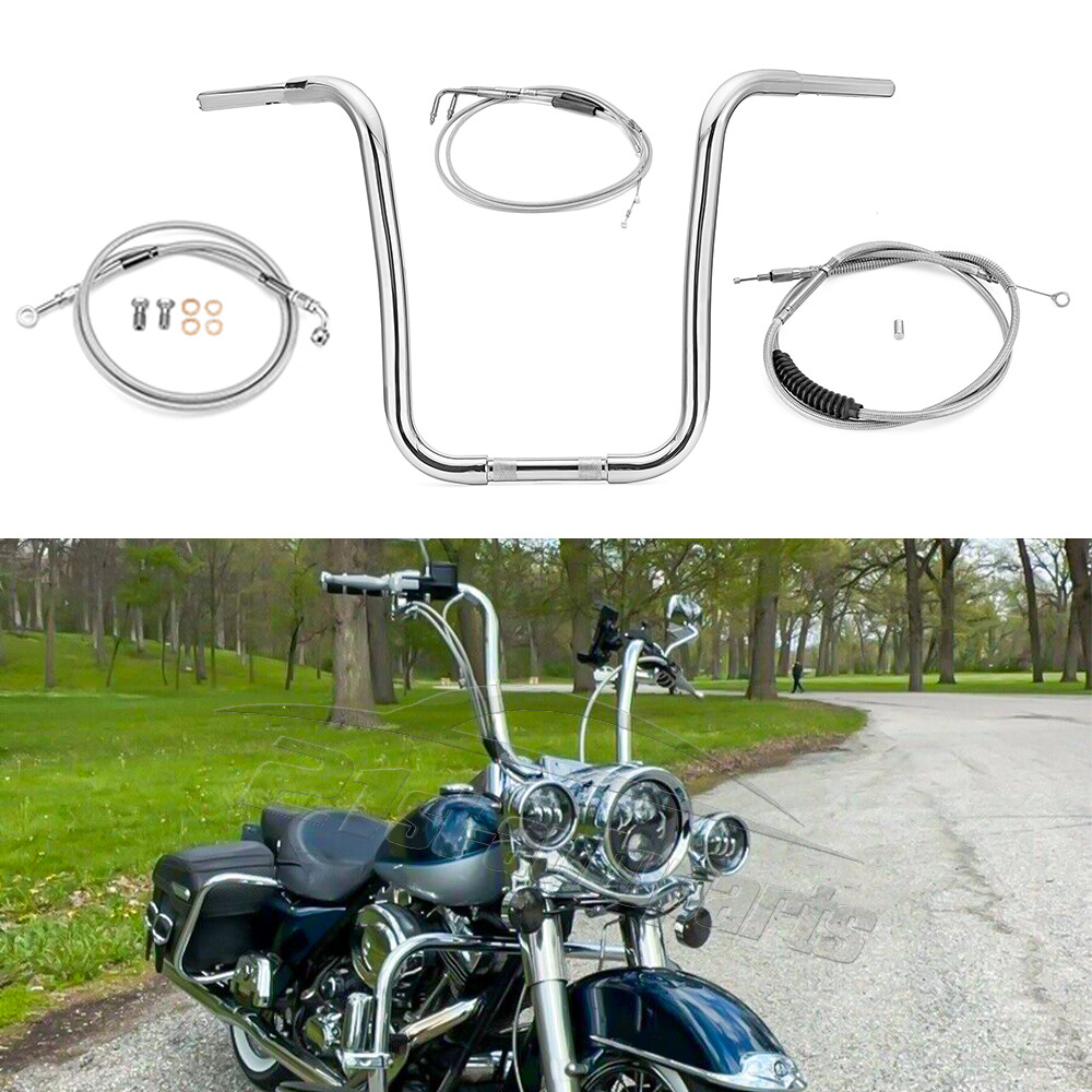For Harley Heritage Softail Classic 16" Rise Ape Handlebars Kit Non-ABS