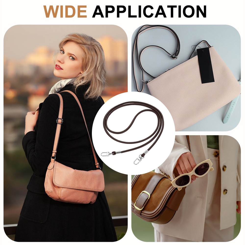 Crossbody Replacement Chain Strap, 120cm Thin Soft PU Strap (Dark Brown)