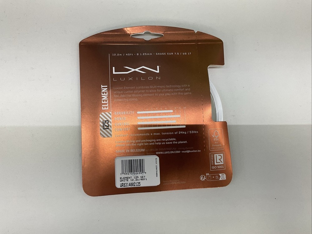 3 Pack Luxilon 125 Element Multi-mono Technology 17g/1.25mm White String