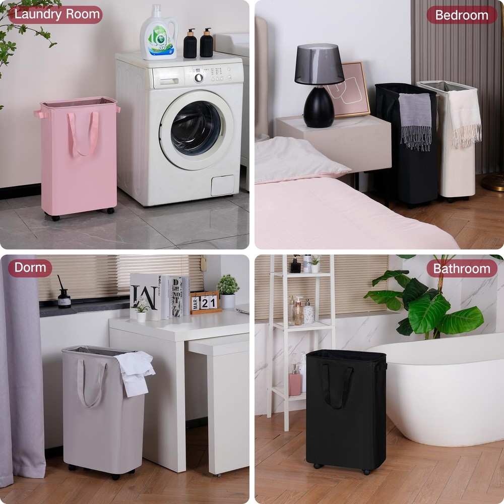 Laundry Basket Slim Laundry Basket With Wheels Rolling Laundry Basket For Clothe