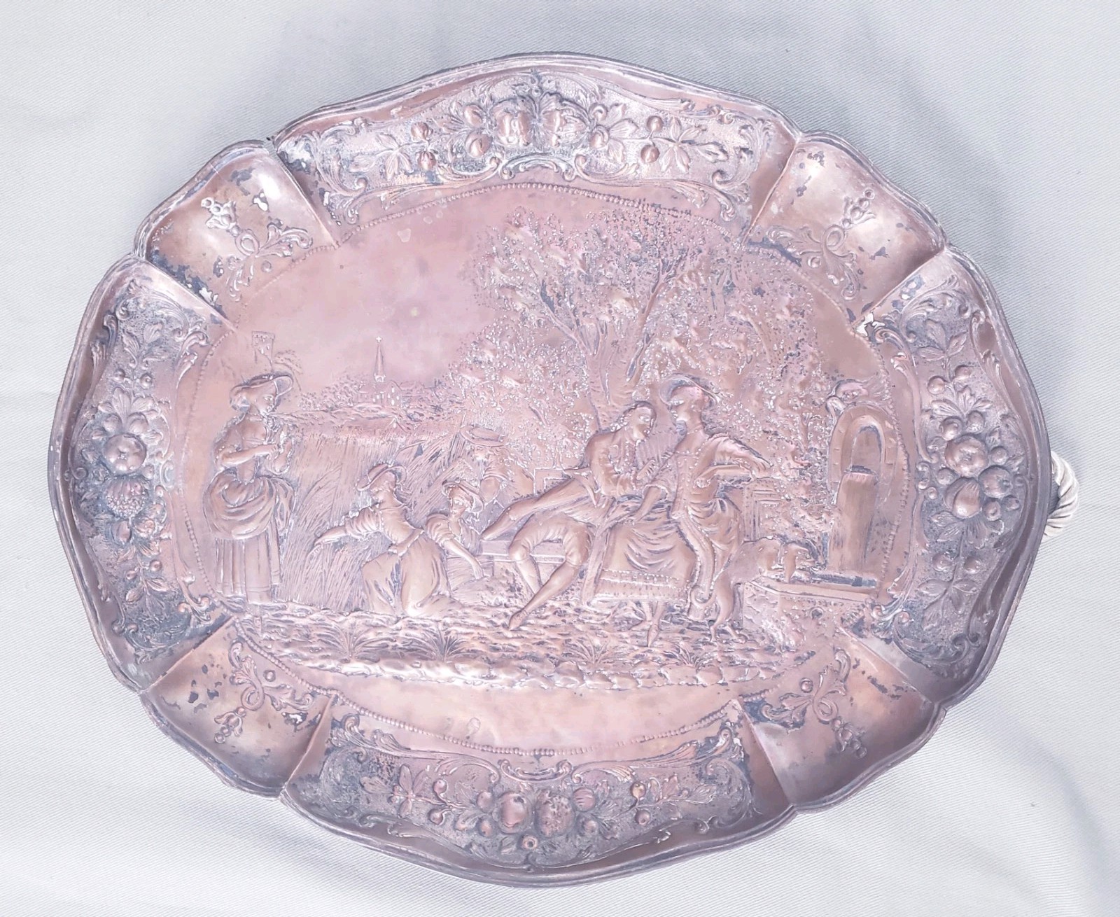 Large Antique Embossed Copper Wall Art