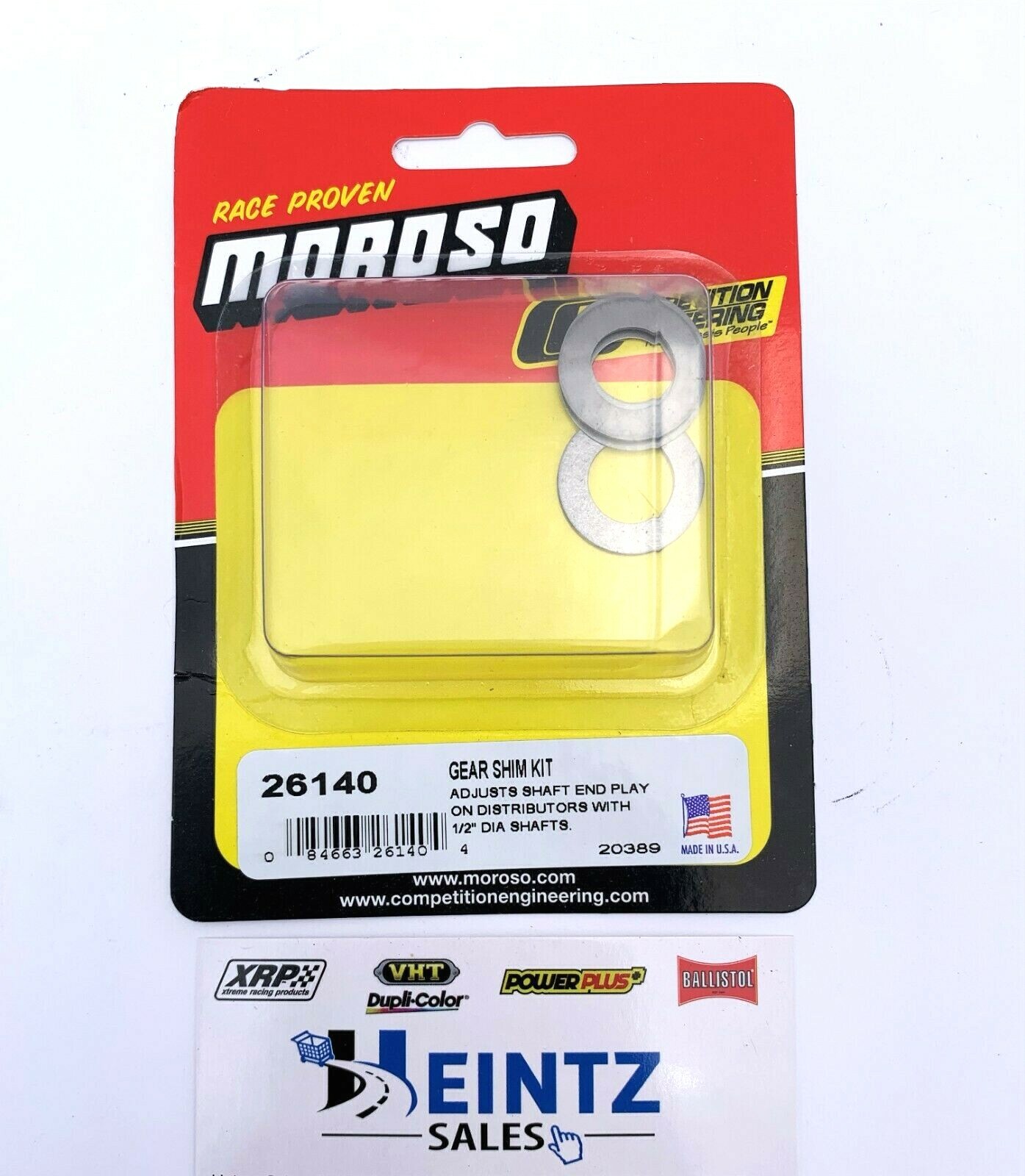 Moroso 26140 SBC BBC Gear Shim Kit adjusts shaft end play on distributors-1/2"